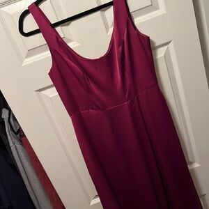 David’s Bridal Studio Celebrate Collection Crepe-Back Satin Scoop Sangria Dress